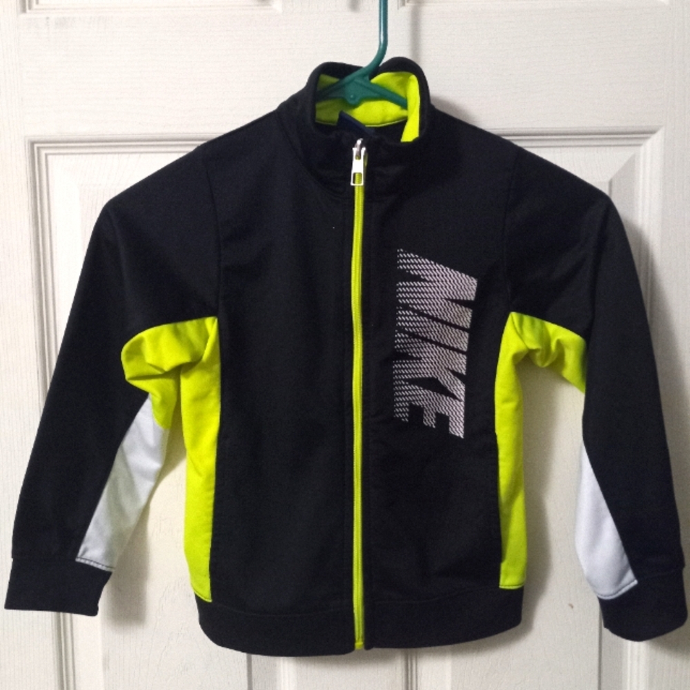 Nike Full Zip Black/Volt Green Sweatshirt Kids Sz 5